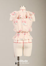 Pink Florals Elastic Waist Top