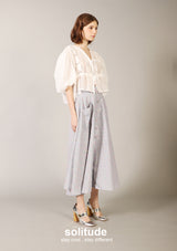 Long Grey Pattern Woven Skirt