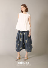 Black Floral Print Nylon Culottes