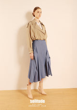 3D Cut Light Denim Skirt