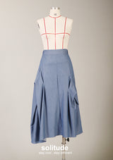 3D Cut Light Denim Skirt