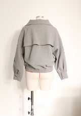 Charcoal Embroidered Zip Up Jacket