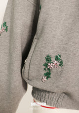 Charcoal Embroidered Zip Up Jacket