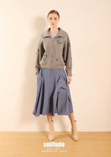 Charcoal Embroidered Zip Up Jacket