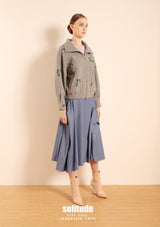 Charcoal Embroidered Zip Up Jacket