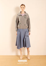 Charcoal Embroidered Zip Up Jacket