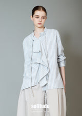 Blue Striped Shirt With Drawstring Details