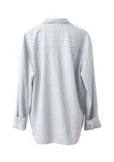 Blue Striped Shirt With Drawstring Details