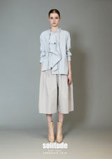 Blue Striped Shirt With Drawstring Details