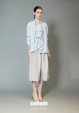 Blue Striped Shirt With Drawstring Details