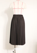 Denim Mixed Fabric Pleated Skirt