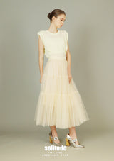 Beige Bling Bling Gauze Skirt