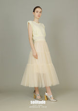 Beige Bling Bling Gauze Skirt