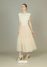 Beige Bling Bling Gauze Skirt