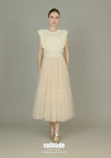 Beige Bling Bling Gauze Skirt