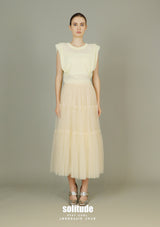 Beige Bling Bling Gauze Skirt