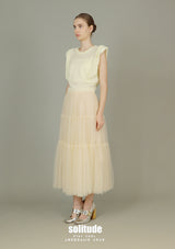 Beige Bling Bling Gauze Skirt