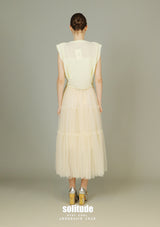 Beige Bling Bling Gauze Skirt