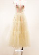 Beige Bling Bling Gauze Skirt