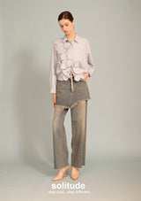 Blue Flower Patches Long Sleeves Shirt