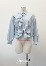 Blue Flower Patches Long Sleeves Shirt