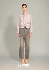 Blue Flower Patches Long Sleeves Shirt