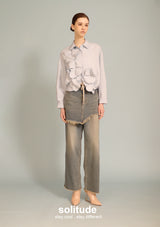 Blue Flower Patches Long Sleeves Shirt