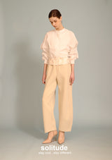 Satin Trimmed Waistband Knitted Pants