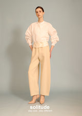 Satin Trimmed Waistband Knitted Pants