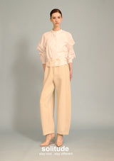 Satin Trimmed Waistband Knitted Pants