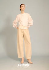 Satin Trimmed Waistband Knitted Pants
