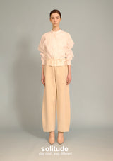 Satin Trimmed Waistband Knitted Pants