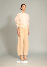 Satin Trimmed Waistband Knitted Pants