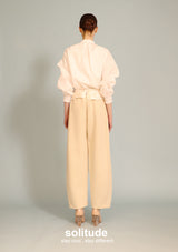 Satin Trimmed Waistband Knitted Pants