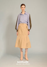 Green Striped Mixed Fabric Shirt