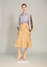 Green Striped Mixed Fabric Shirt