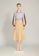 Green Striped Mixed Fabric Shirt