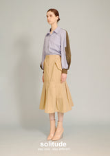 Green Striped Mixed Fabric Shirt