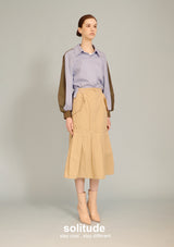 Green Striped Mixed Fabric Shirt