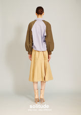 Green Striped Mixed Fabric Shirt