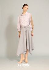 Beige Striped Mixed Fabric Shirt