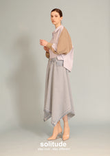 Beige Striped Mixed Fabric Shirt