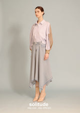 Beige Striped Mixed Fabric Shirt