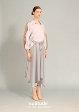 Beige Striped Mixed Fabric Shirt