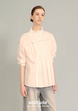 White Zip Up Trimmed Top