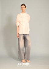 White Zip Up Trimmed Top