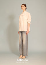 White Zip Up Trimmed Top