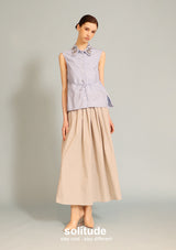 Embellished Blue Striped Sleeveless Shirt