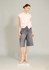 White Flower Patches Sleeveless Shirt