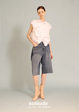 White Flower Patches Sleeveless Shirt